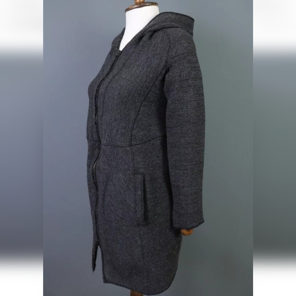 TRANSIT PAR SUCH Gray Wool Alpaca Hooded Full Zip Coat Size 2 #D5 - Picture 7 of 16